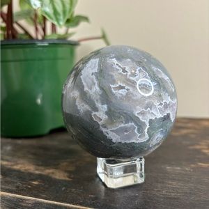 Moss agate sphere